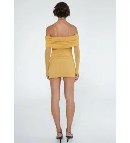 Benni Yasmin Off-Shoulder Mini Dress Mustard Size 10  for rent on The Volte - image 2