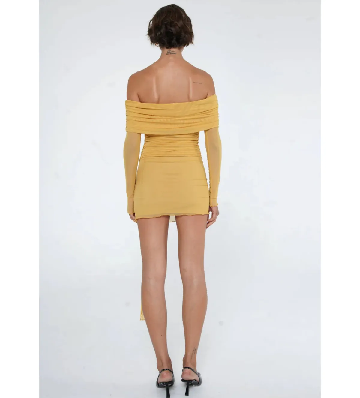 Benni Yasmin Off-Shoulder Mini Dress Mustard Size 6  - Image 2