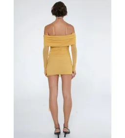 Benni Yasmin Off-Shoulder Mini Dress Mustard Size 6  for rent on The Volte - image 2