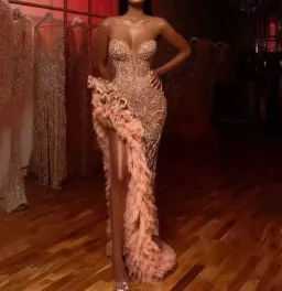 Albina Dyla Gold Tiered Tulle Maxi Split Dress Size 10 for rent on The Volte - image 1