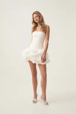 Aje Violette Bubble Hem Mini Dress Ivory Size 6 for rent on The Volte - image 1