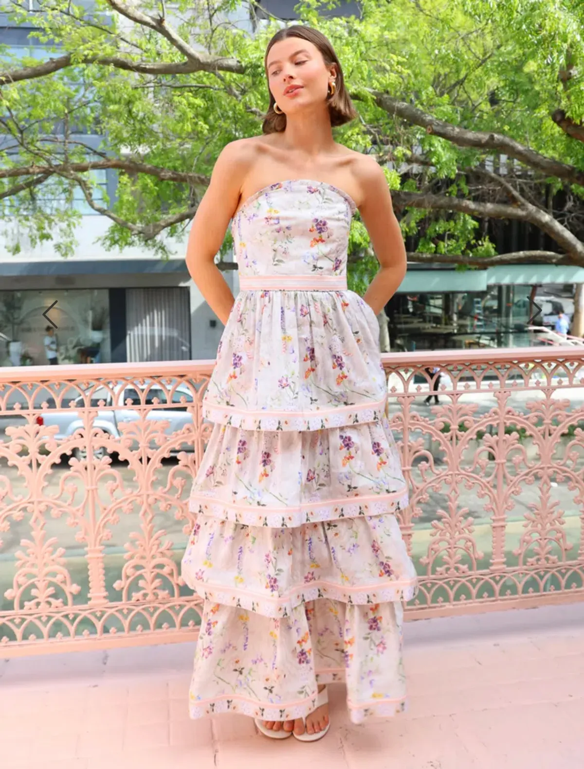 Aqua Blu Moonflower Heidi Dress, Size AU 8, Strapless Maxi Tiered Ruffles  - Image 3