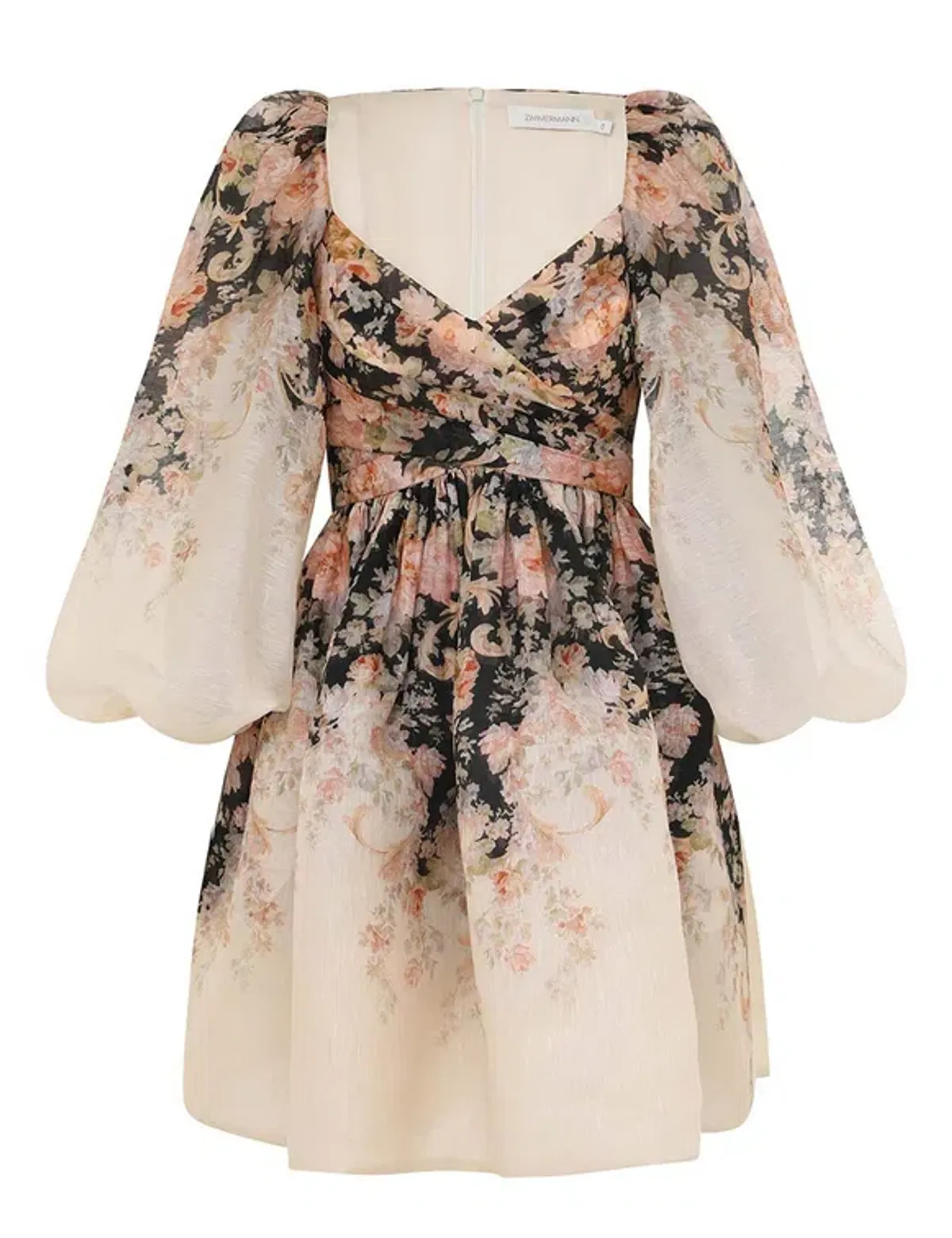 Zimmermann Illustration Draped Mini Dress in Tea Rococo Floral Size 3 / AU 14 - Image 4