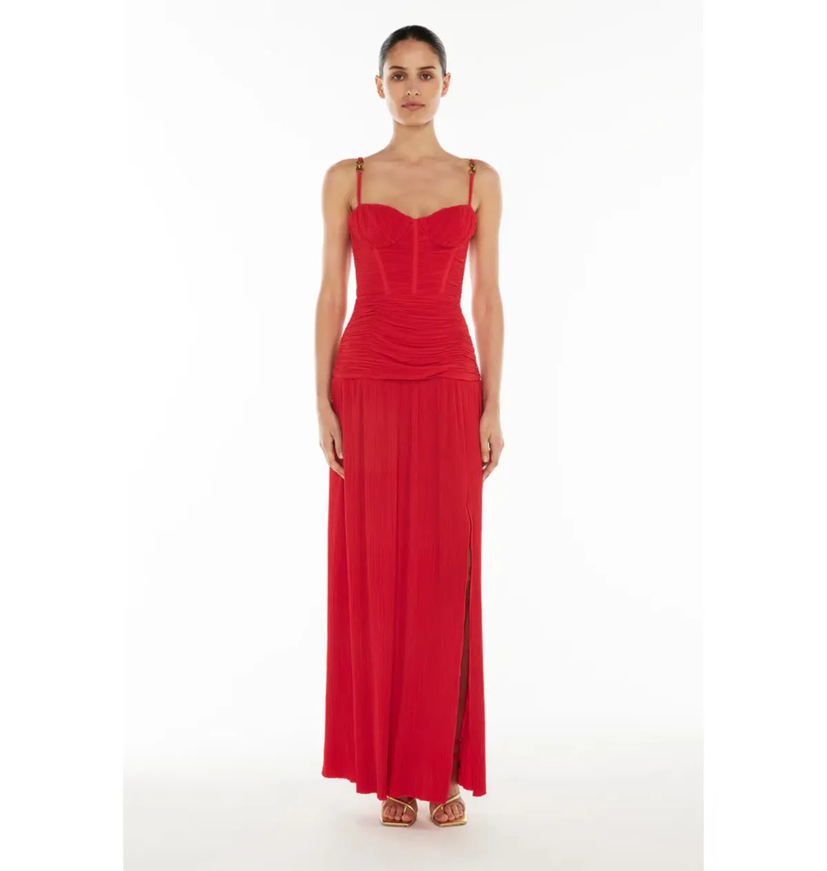 Manning Cartell Double Time Pleat Dress in Red Size AU 10 - Image 1