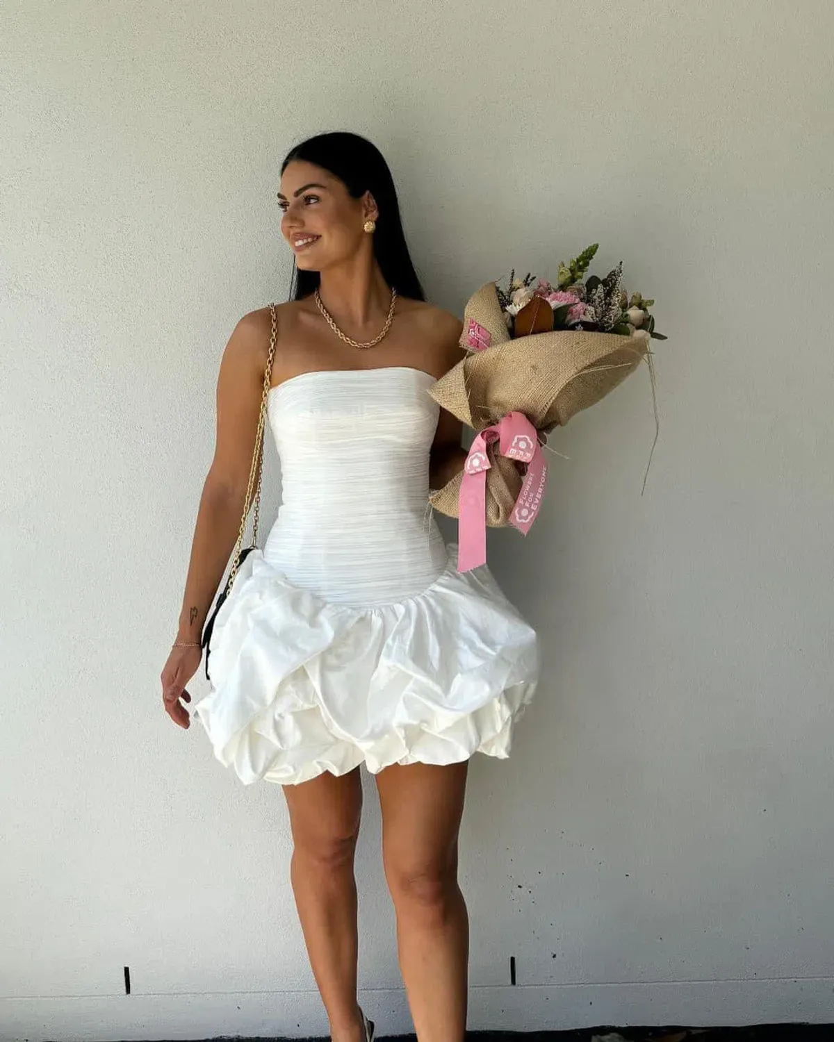 Aje Violette Bubble Hem Mini Dress White Size AU 8 - Image 3