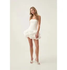 Aje Violette Bubble Hem Mini Dress in Ivory Size AU 12 for rent on The Volte - image 1