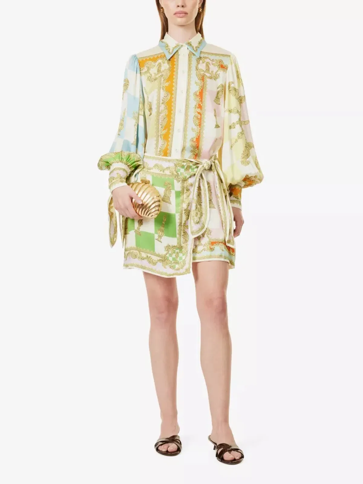 Alemais Checkmate Silk Mini Dress Multi Size AU 10 - Image 24