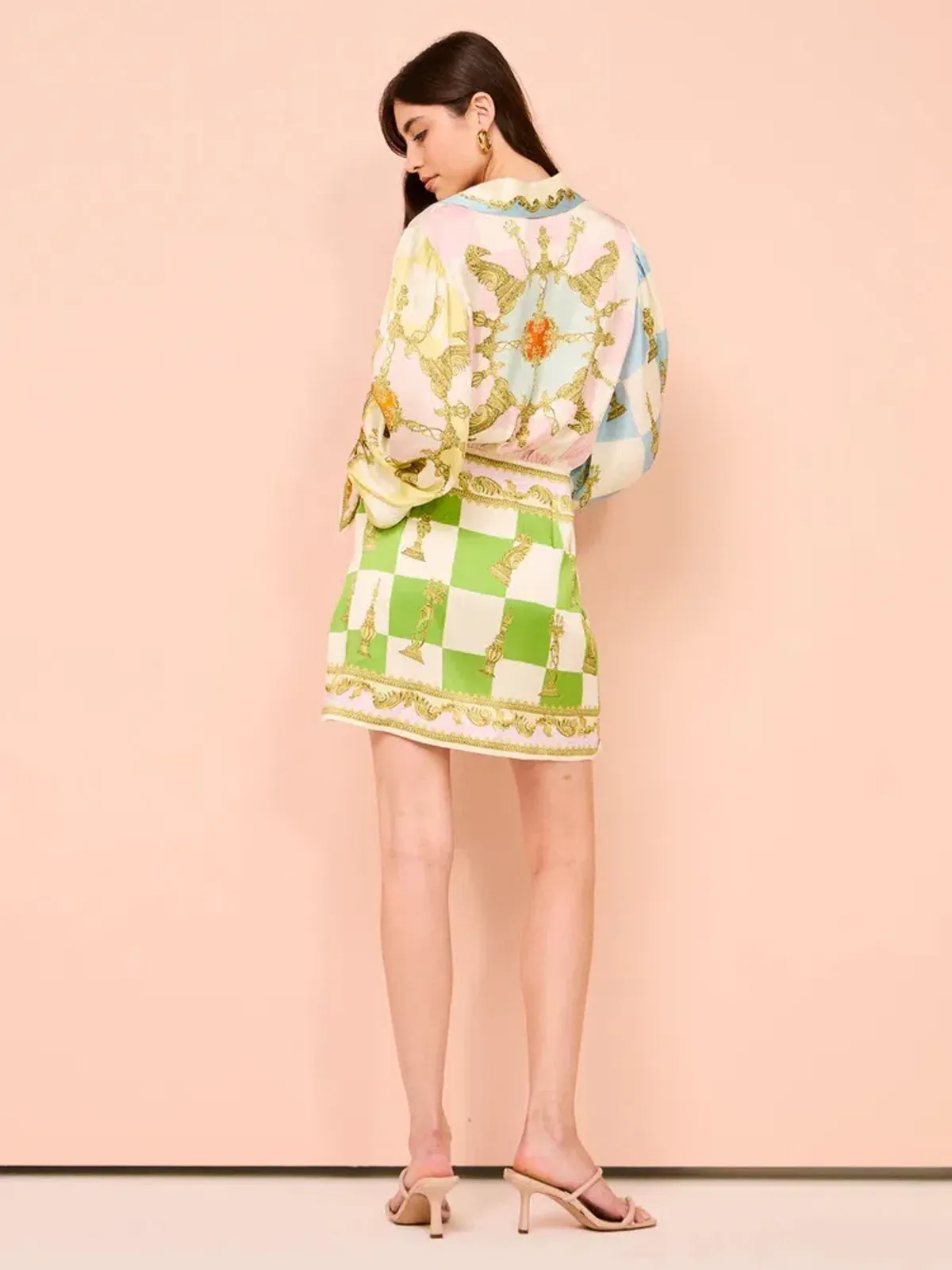 Alemais Checkmate Silk Mini Dress Multi Size AU 10 - Image 3