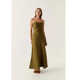 Aje Clarice Draped Maxi Dress Deep Olive Size AU 14 for rent on The Volte - image 2