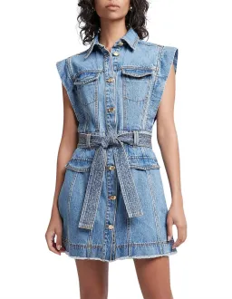 Aje Remi Denim Mini Dress in 90's Wash Size AU 14 for rent on The Volte - image 3
