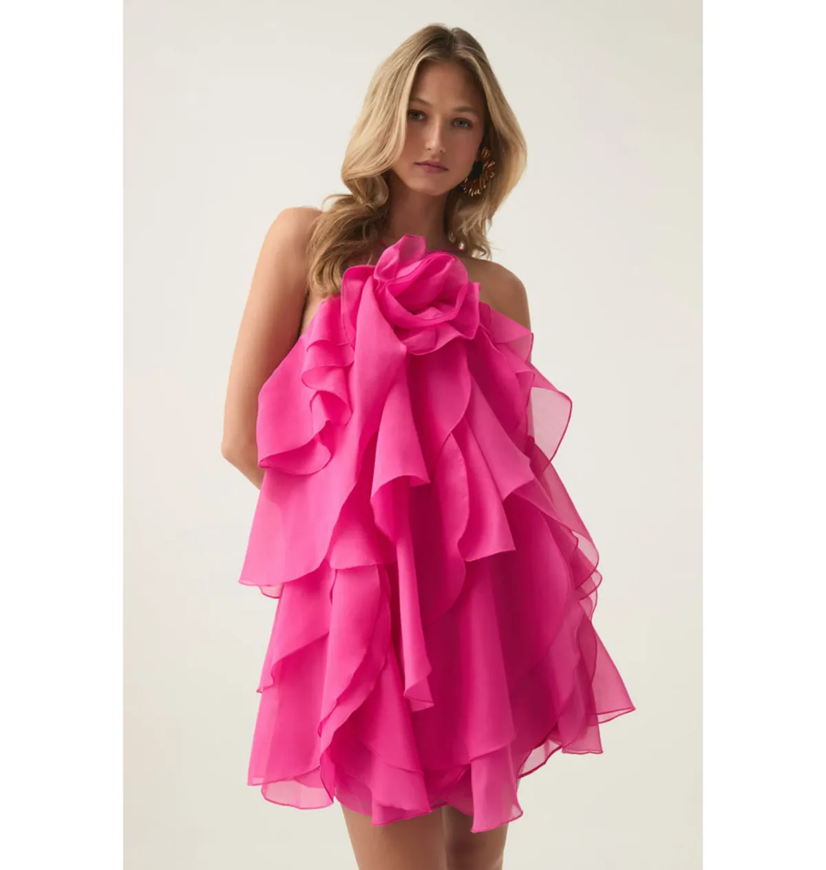 Aje Pandorea Layered Mini Dress Fuchsia Rose Size AU 8 - Image 2