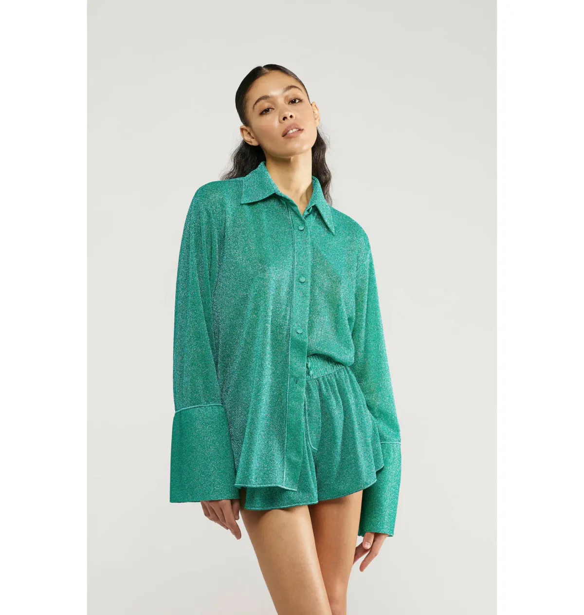 Oseree Lumiere Sleeve Shirt and Shorts Aquamarine Size S / AU 6 - Image 1