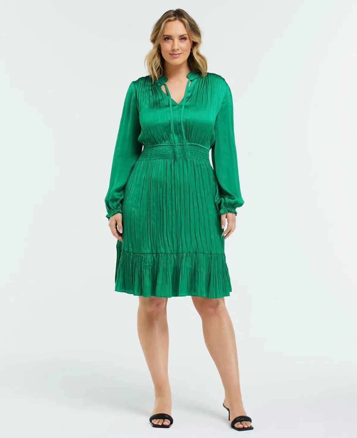 Estelle Clothing Nina Shirred Dress Green Size AU 20 - Image 1