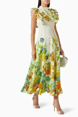 Alemais Constance Midi Ruffle Dress Floral Size 8 AU  for rent on The Volte - image 5