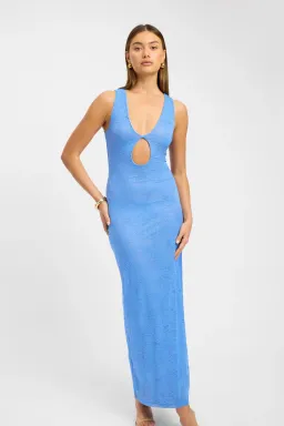 Kookai Camilla Deep Vee Maxi Dress Blue Size 10 for rent on The Volte - image 1