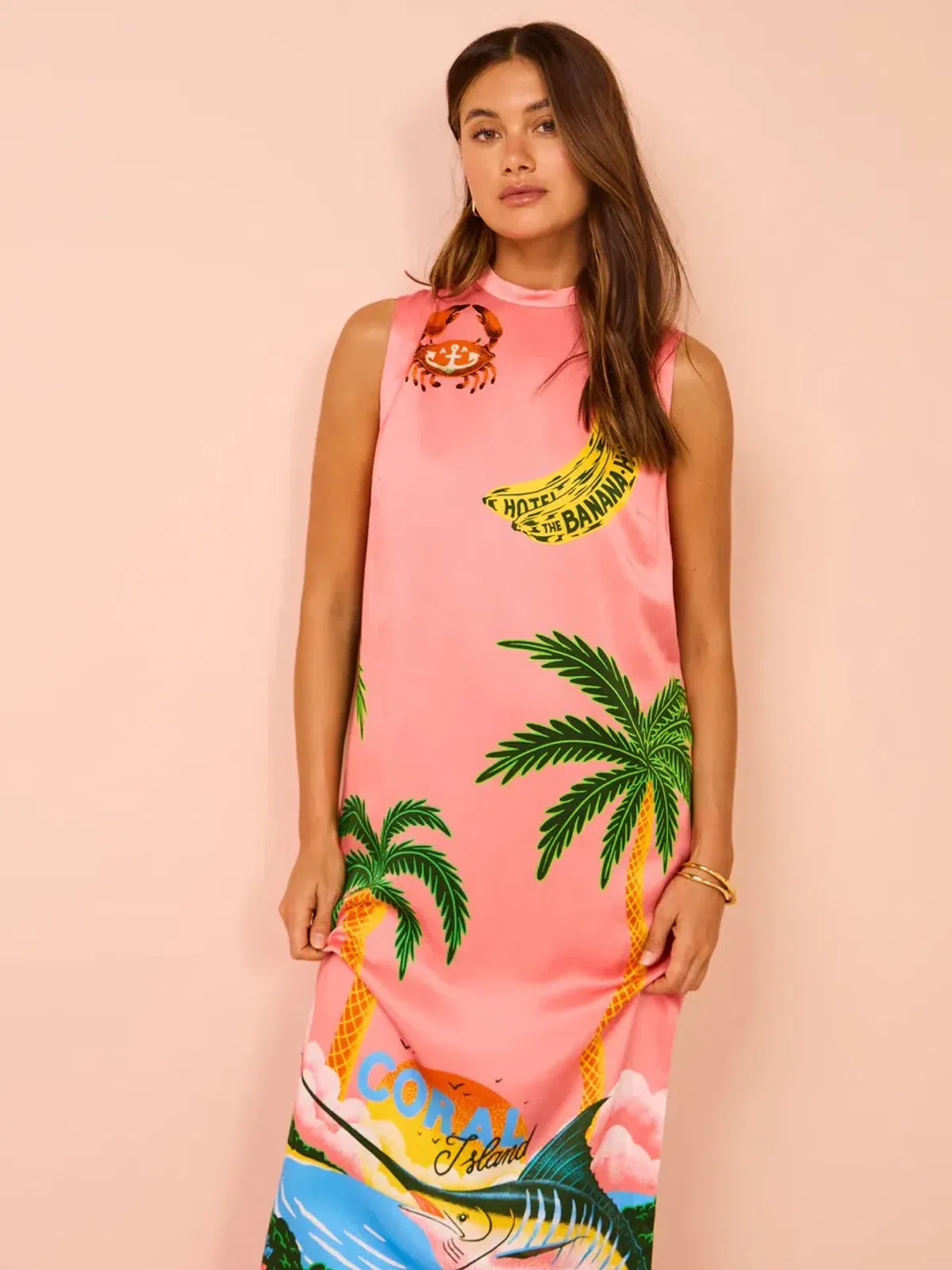 Alemais Paradiso Silk Midi Dress Pink Multi Size 10 AU - Image 14