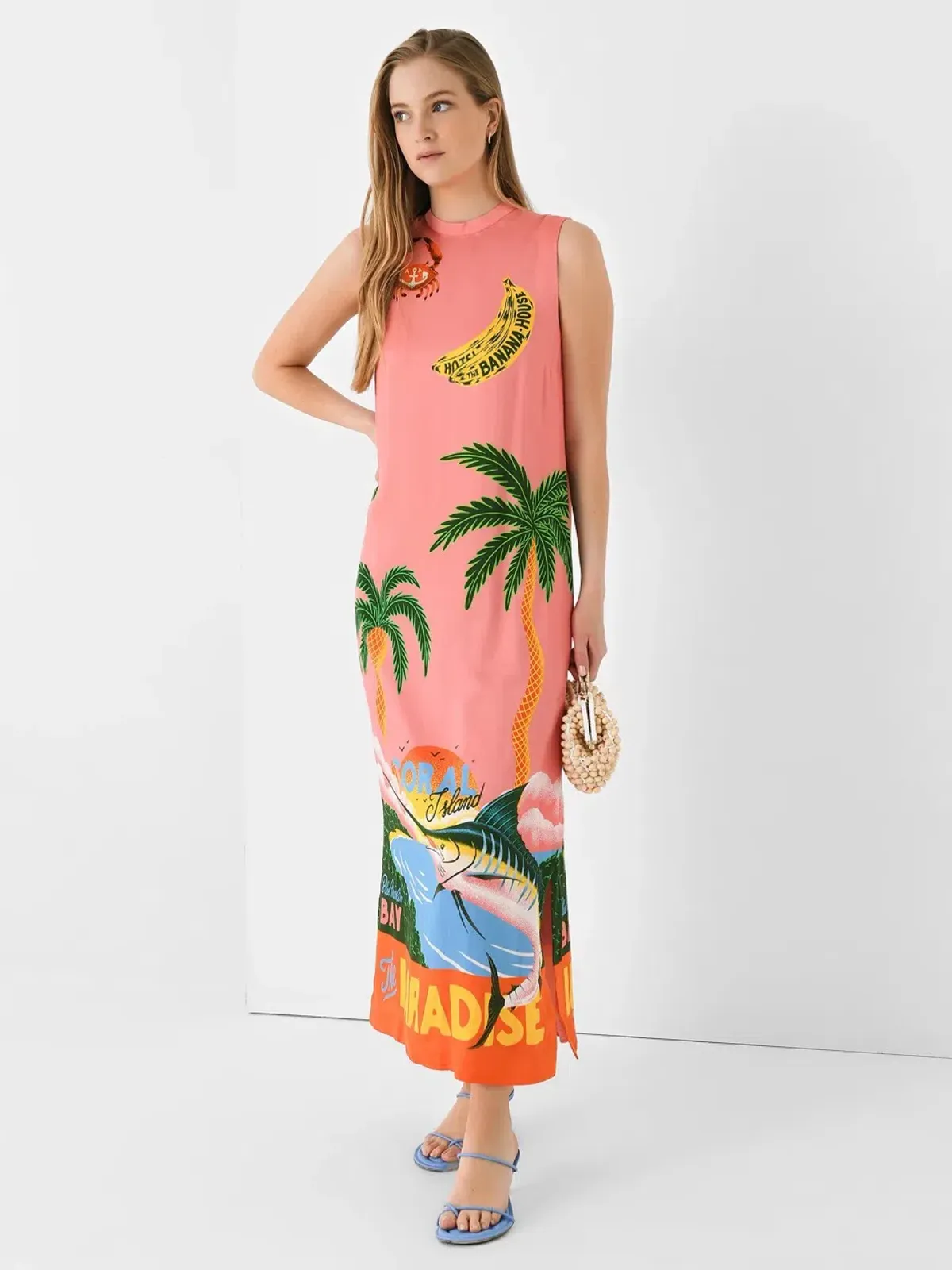 Alemais Paradiso Silk Midi Dress Pink Multi Size 10 AU - Image 19