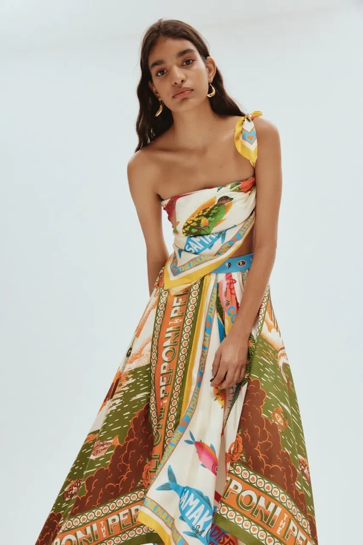 Alemais Samaki Scarf Top & Paradiso Silk Scarf Skirt Set Multi Size 10 AU - Image 2