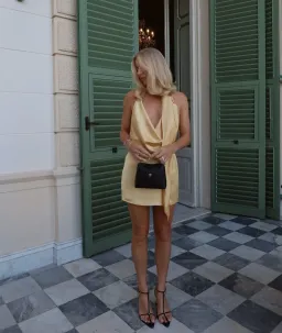 Custom Made Mini Dress Yellow Size 8 for rent on The Volte - image 2