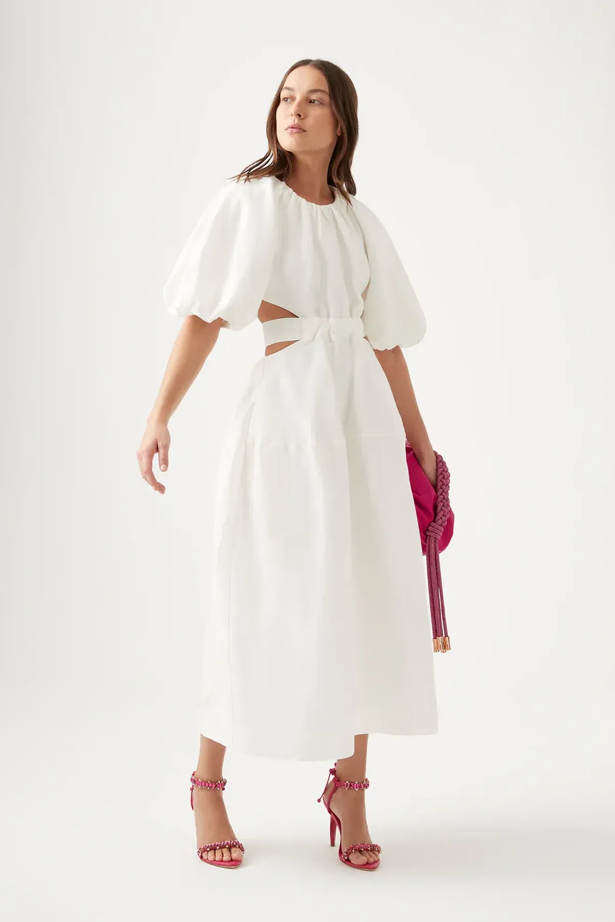 Aje Mimosa Cutout Midi Dress In Ivory Size 10 - Image 2