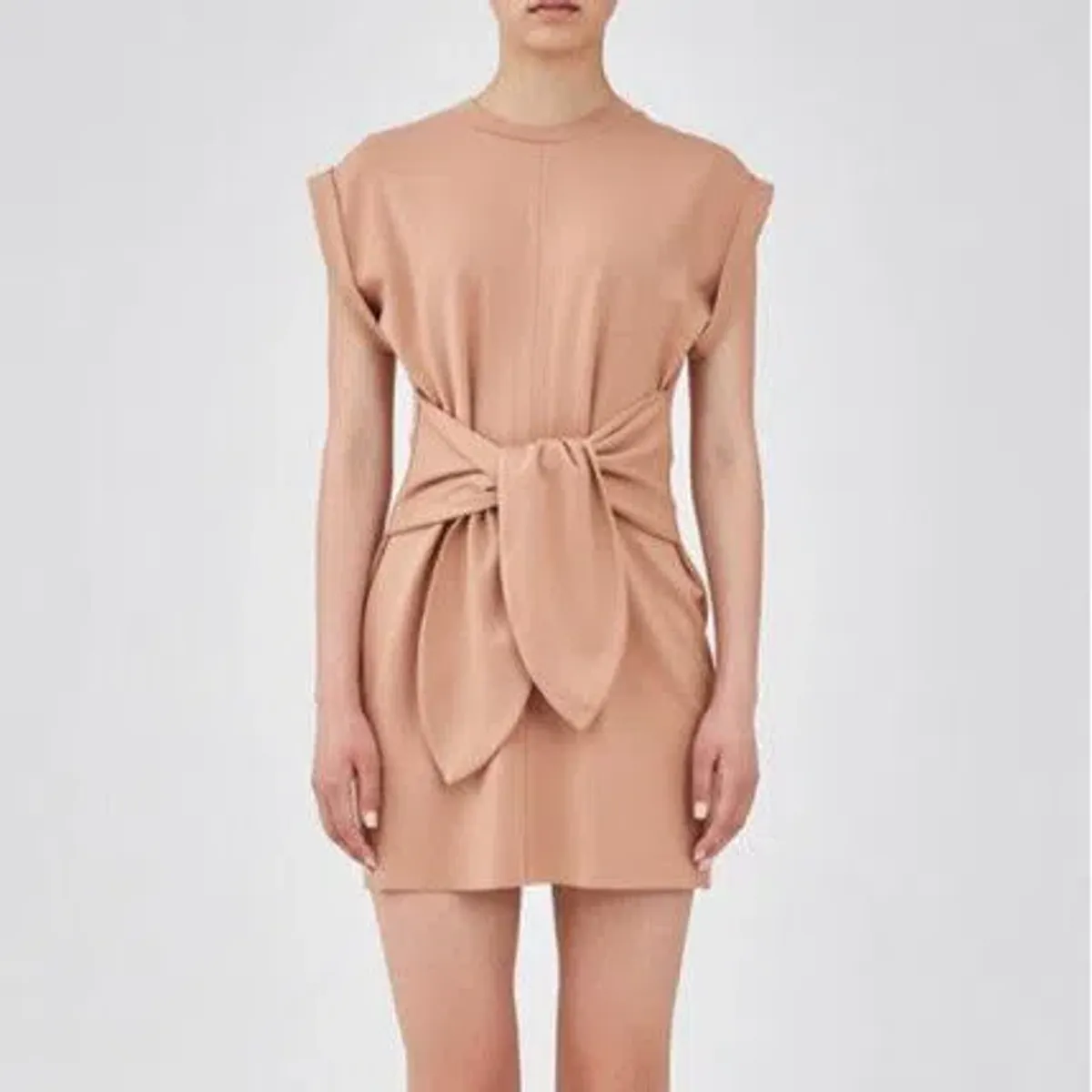 The Fifth Label Nadia Crew Neck Tie Waist Belted Mini T-Shirt Dress Nude Size S / AU 8 - Image 1