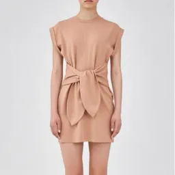 The Fifth Label Nadia Crew Neck Tie Waist Belted Mini T-Shirt Dress Nude Size S / AU 8 for rent on The Volte - image 1