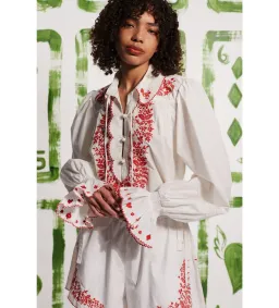 Alemais Hearts Embroidered Shirt and Short Set White Size AU 16 for rent on The Volte - image 2