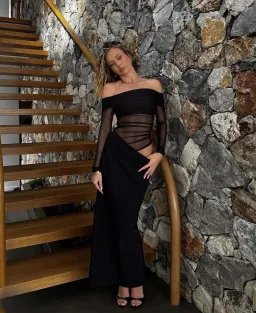 Benni Yasmin Off-Shoulder Maxi Dress Black Size 10 for rent on The Volte - image 2