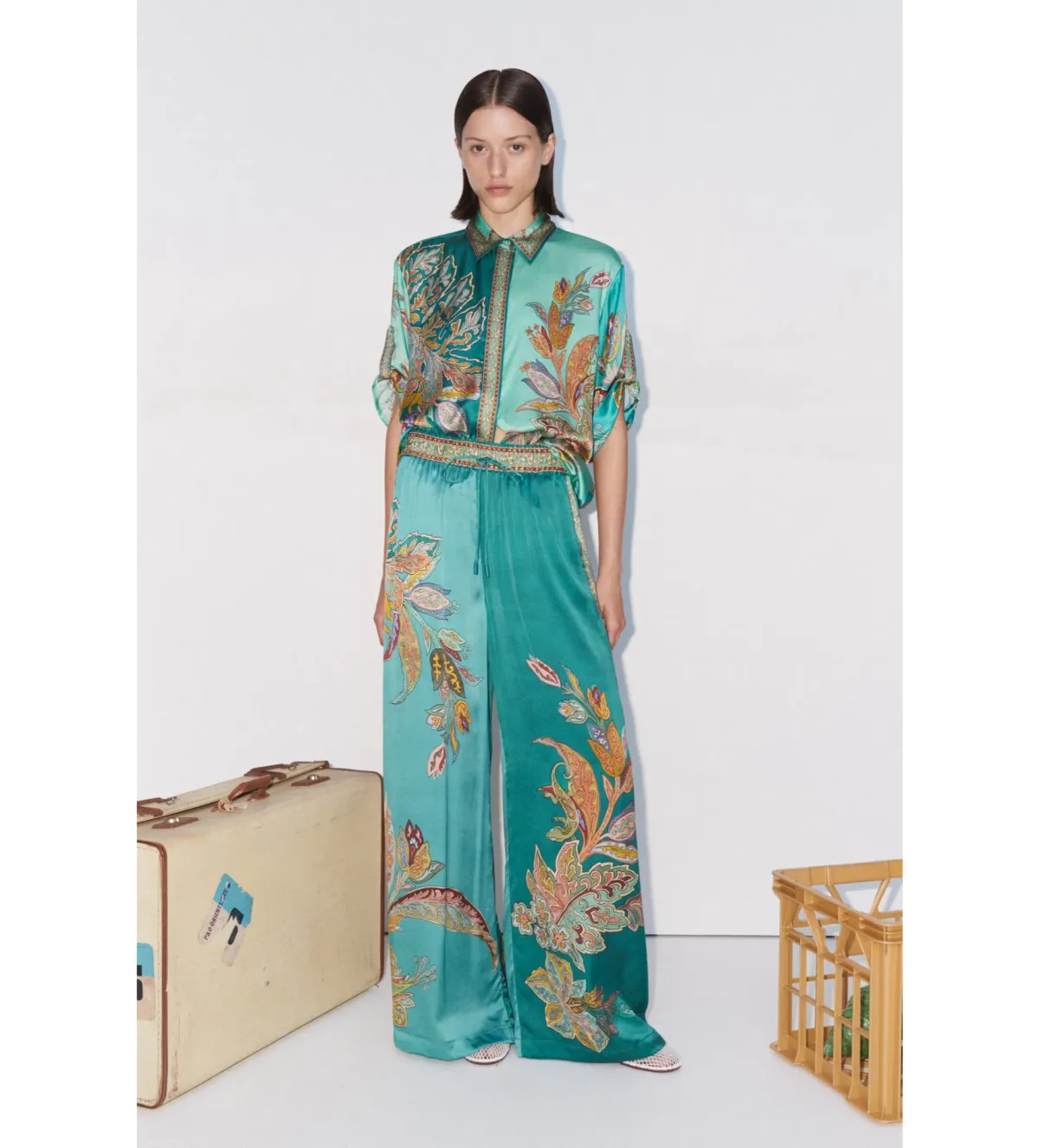 Alemais Franca Silk Shirt and Pant Set Print Size AU 16 - Image 1