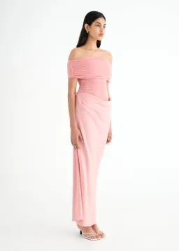 Benni Nico Off Shoulder Maxi Dress Candyfloss Size 8 for rent on The Volte - image 1