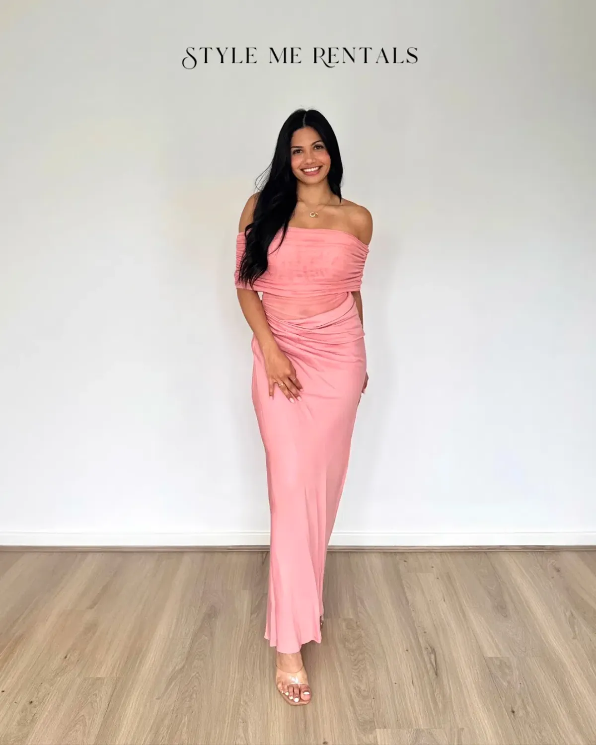 Benni Nico Off Shoulder Maxi Dress Candyfloss Size 8 - Image 3