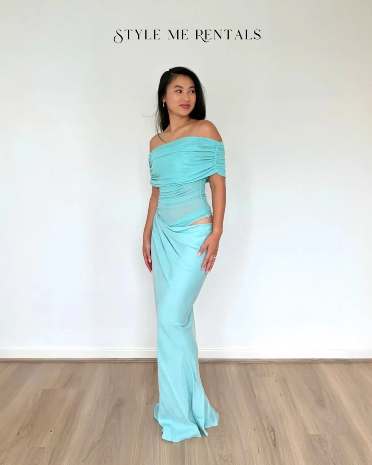 Benni Nico Off Shoulder Maxi Dress Aquamarine Size 10 - Image 5