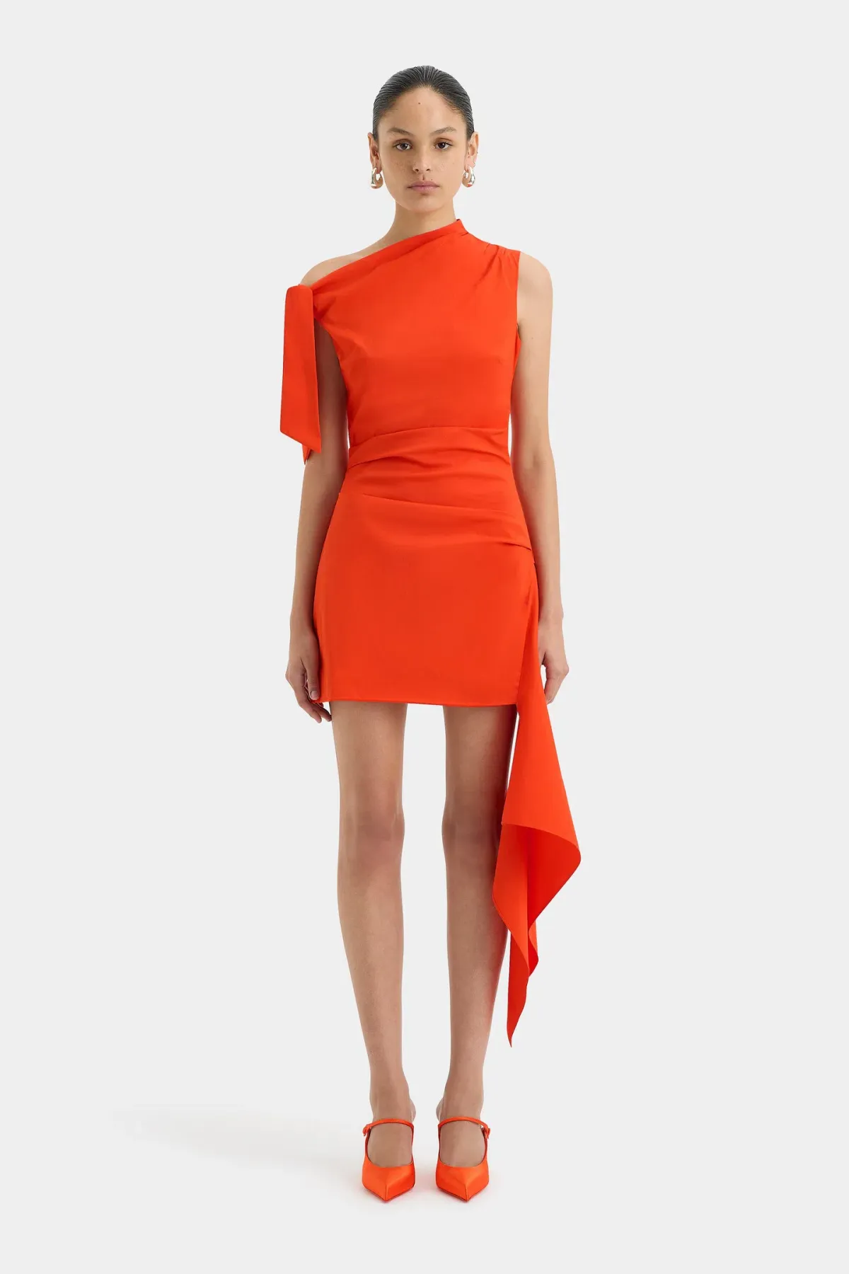 Sir the Label The Dahlia Mini Dress in Tangerine Red Size Au 10 - Image 2