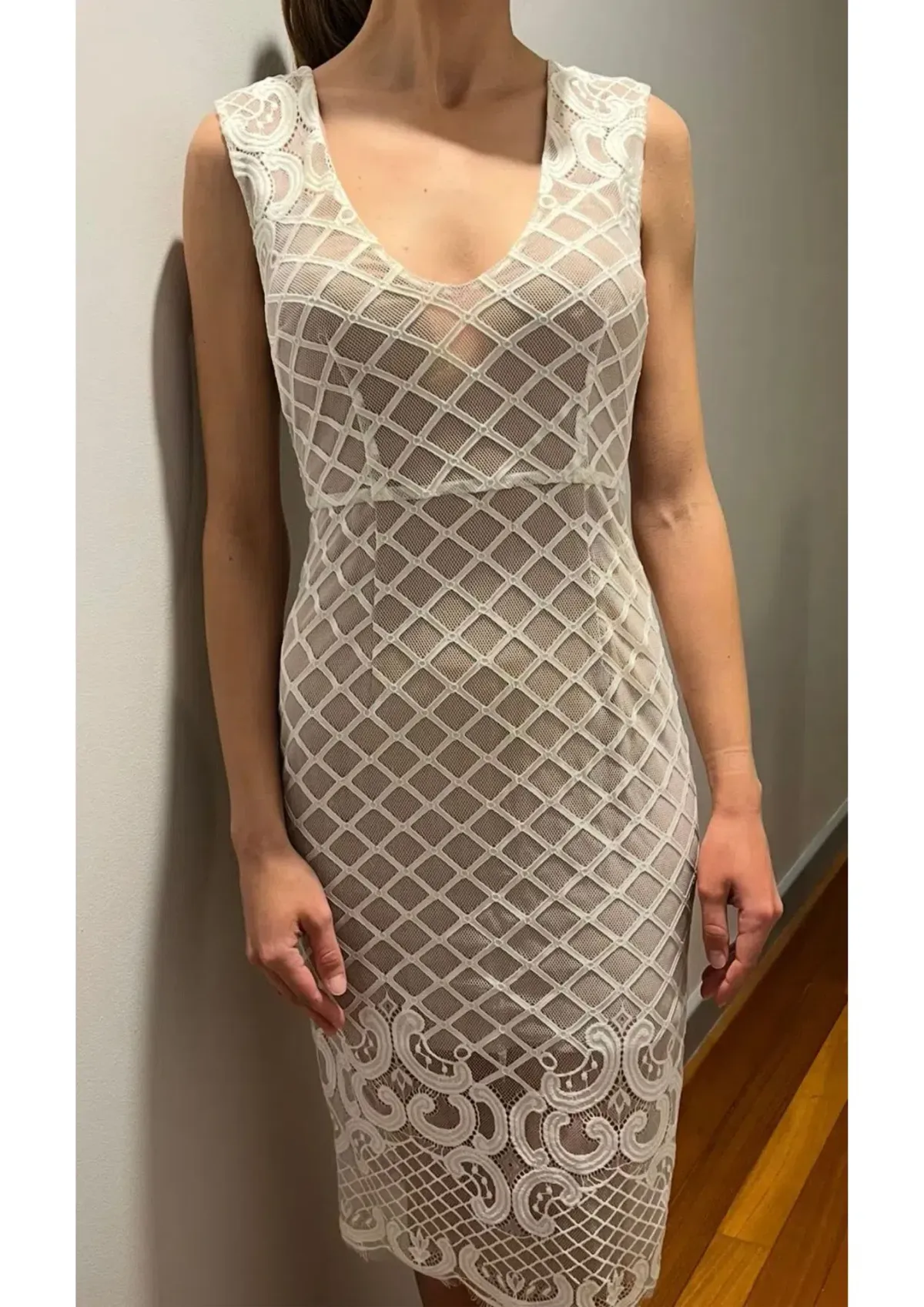 Seduce Lace Midi Dress White Size 6 - Image 1