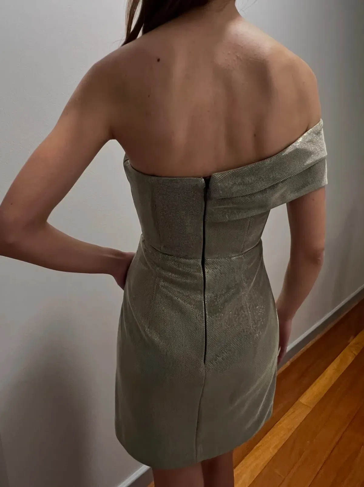 Sheike Cosmic Off Shoulder Mesh Mini Dress Silver Size 6 - Image 4