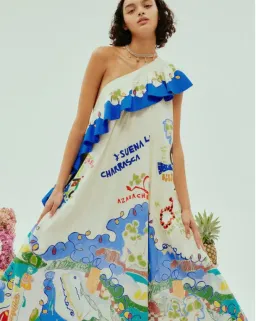 Alemais Nadia One Shoulder Ruffle Dress Multi Size 12 for rent on The Volte - image 2