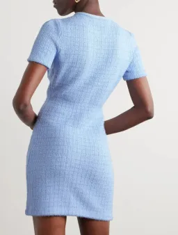 Self Portrait Jewel Button Knit Mini Dress Blue Size 8 for rent on The Volte - image 3