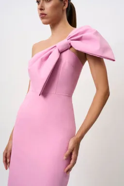 By Johnny Bridget Bow Midi Dress Taffy Pink Size 8 for rent on The Volte - image 2