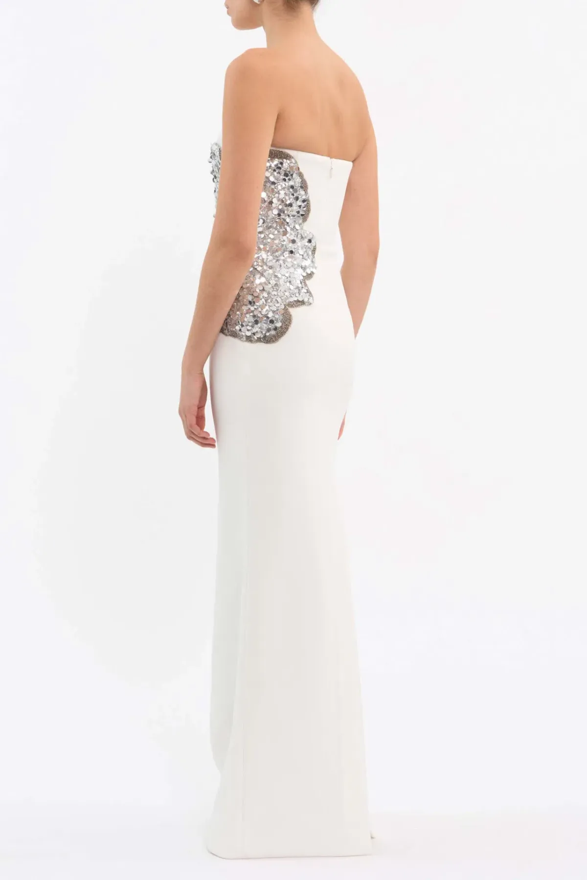 Rebecca Vallance Layana Strapless Embellished Gown Ivory Size 8 - Image 3