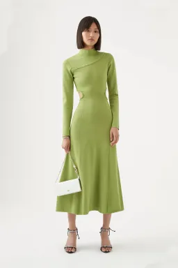 Aje Amelie Braided Cut Out Knit Midi Dress Green Size XL / AU 14 for rent on The Volte - image 1