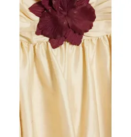 Zimmermann Floral-appliquéd Ruched Silk-shantung Mini Dress in Natural Size 1 / AU 10 for rent on The Volte - image 3