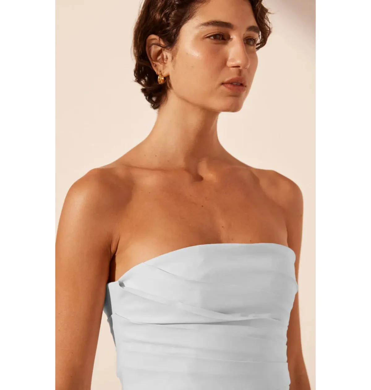 Shona Joy Lani Strapless Draped Maxi Dress Sky Size AU 12 - Image 2