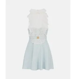 Elisabetta Franchi Lace Neck Short Dress Blue Size 0 / AU 6, Italian 38 for rent on The Volte - image 5