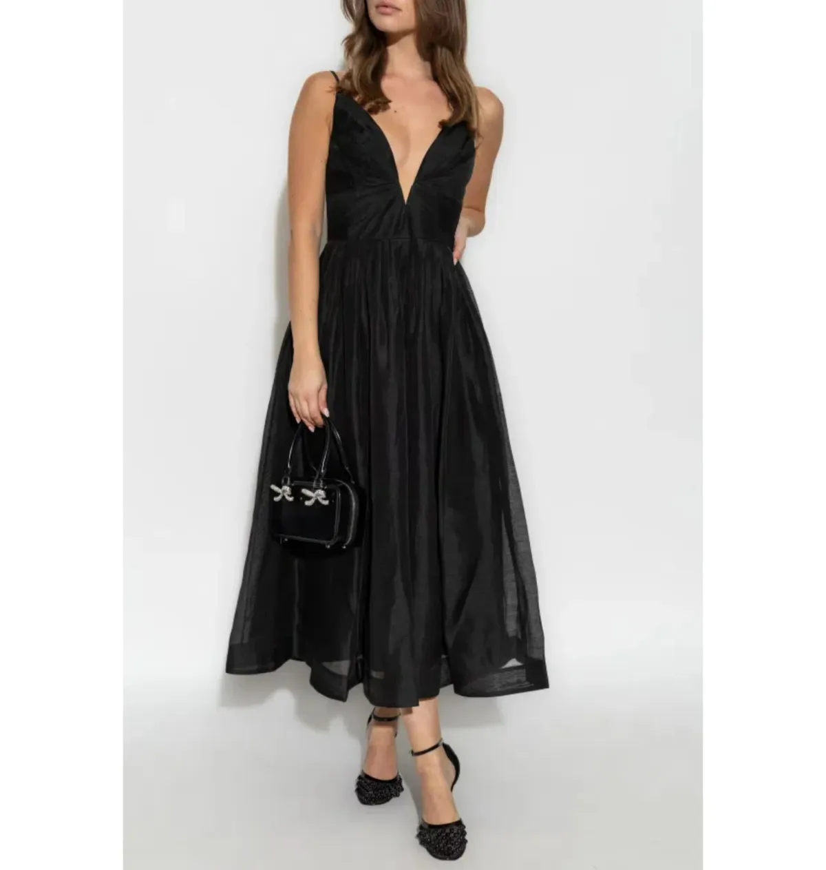 Zimmermann Illustration V Neck Midi Dress in Black Size AU 6  - Image 1