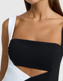 By Johnny Caterina Two Tone Curve Midi Dress Black/White Size AU 10 for rent on The Volte - image 6