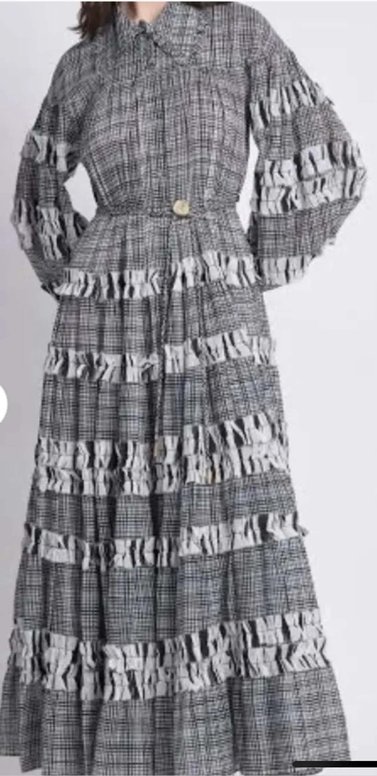 Aje Memento Tiered Midi Dress black & white Check Size AU 10 fit 14 - Image 3