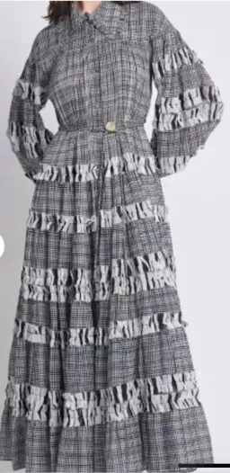 Aje Memento Tiered Midi Dress black & white Check Size AU 10 fit 14 for rent on The Volte - image 3