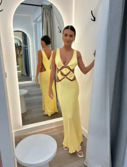 Bec & Bridge Agathe Diamond Dress Butter Yellow Size AU 6  for rent on The Volte - image 3