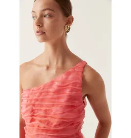 Aje Iridescent Mercury Mini Dress in Coral Size AU 8 for rent on The Volte - image 3