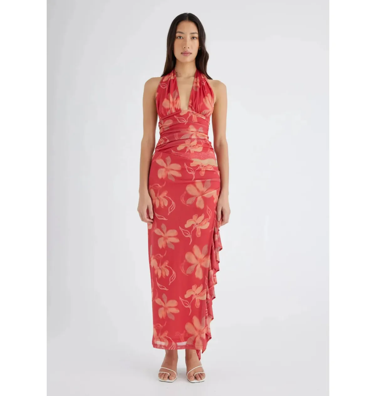 Benni Penelope Halter Maxi Dress Hibiscus Floral Size AU 6 - Image 2